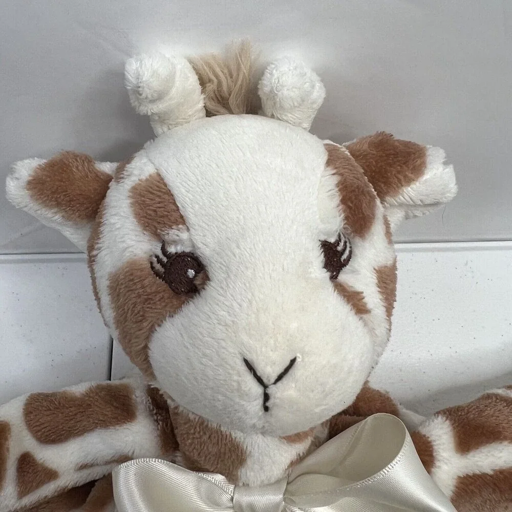 Bearington Baby Lovey Brown and White Giraffe Satin Lined Security Blankie 16 in